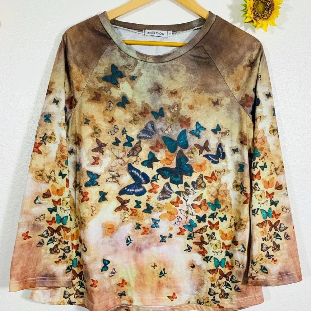 Misslook Butterfly Print Tye Dye Sweatshirt Size XL - Picture 9 of 10